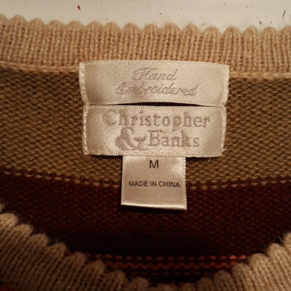 Christopher & Banks hand embroidered ugly sweater